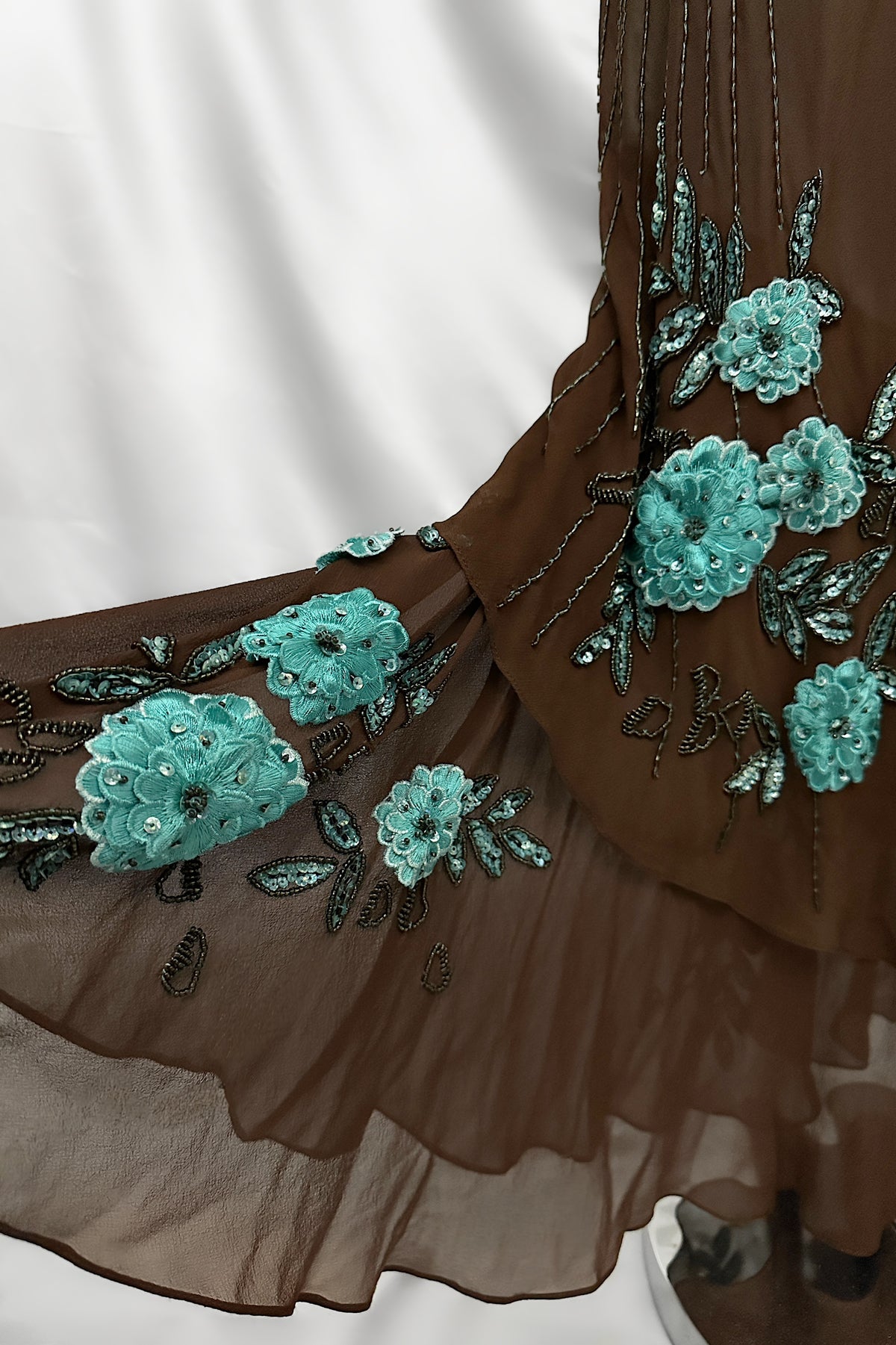 Mint Chocolate Silk Embellished Maxi Dress