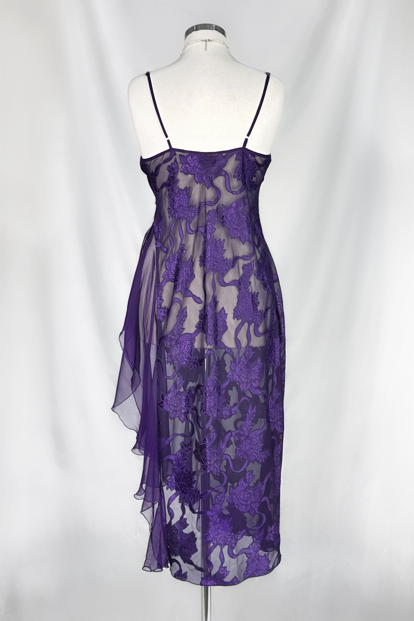 Amethyst Temptation 80s Vintage Victoria’s Secret Sheer Lace Dress