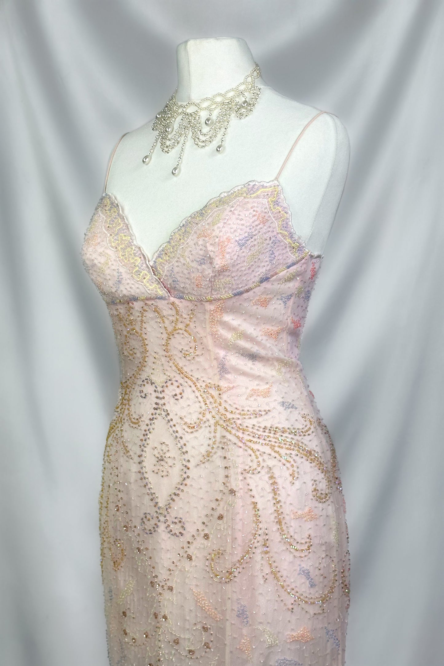 PRINCESS OPULENCE BLUSH PINK SILK EMBELLISHED GOWN