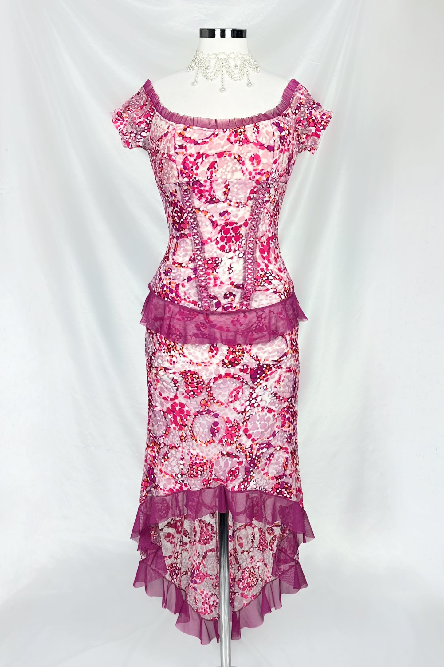FUCHSIA FLOWER POP CORSET TOP & MIDAXI SKIRT SET