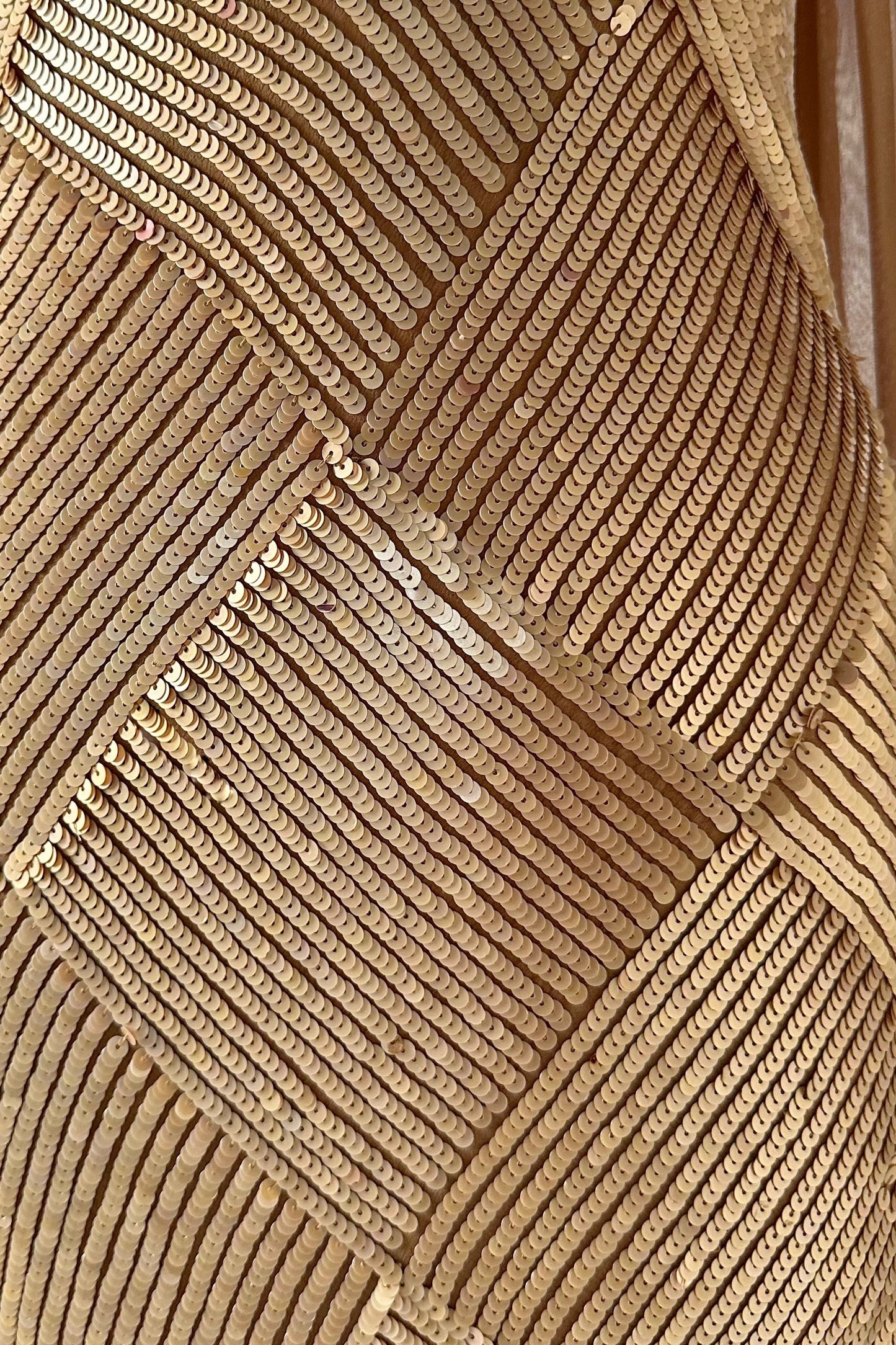 OLD HOLLYWOOD GOLD SEQUIN SILK GOWN & SCARF SET