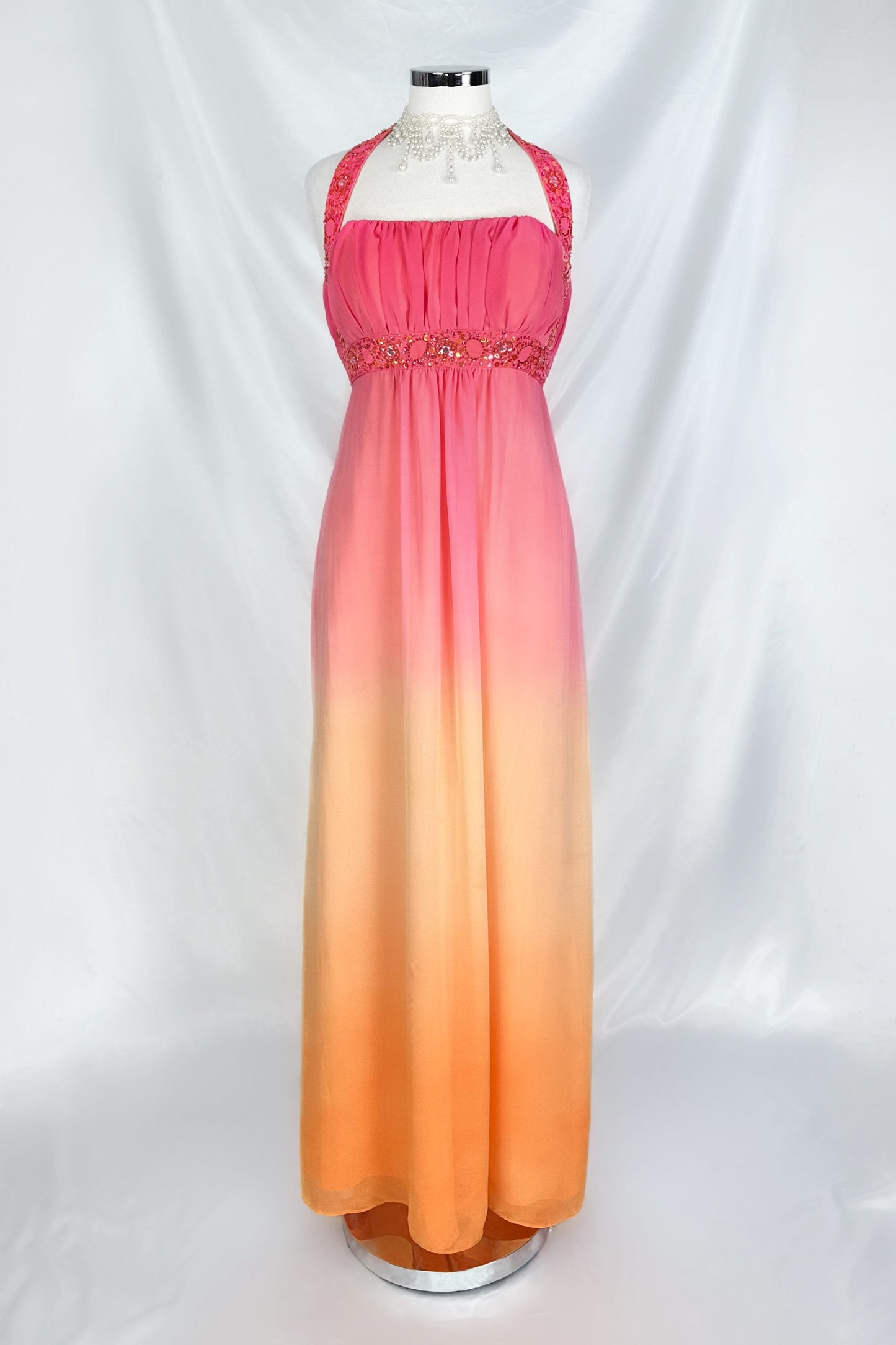 Sunset Dreams Ombré Chiffon Embellished Maxi Dress