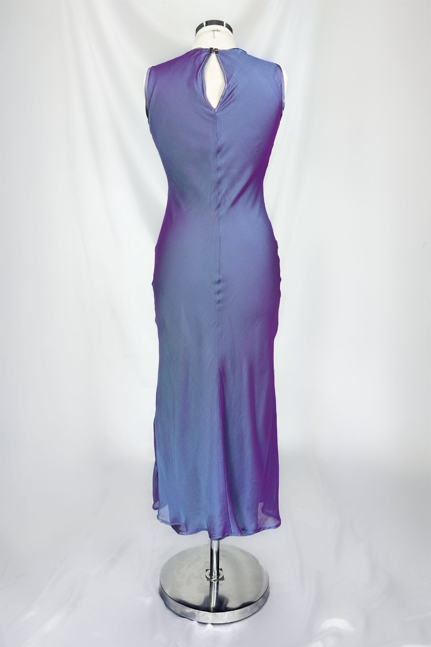 IRIDESCENT MOON PERIWINKLE & VIOLET COWL MIDI DRESS