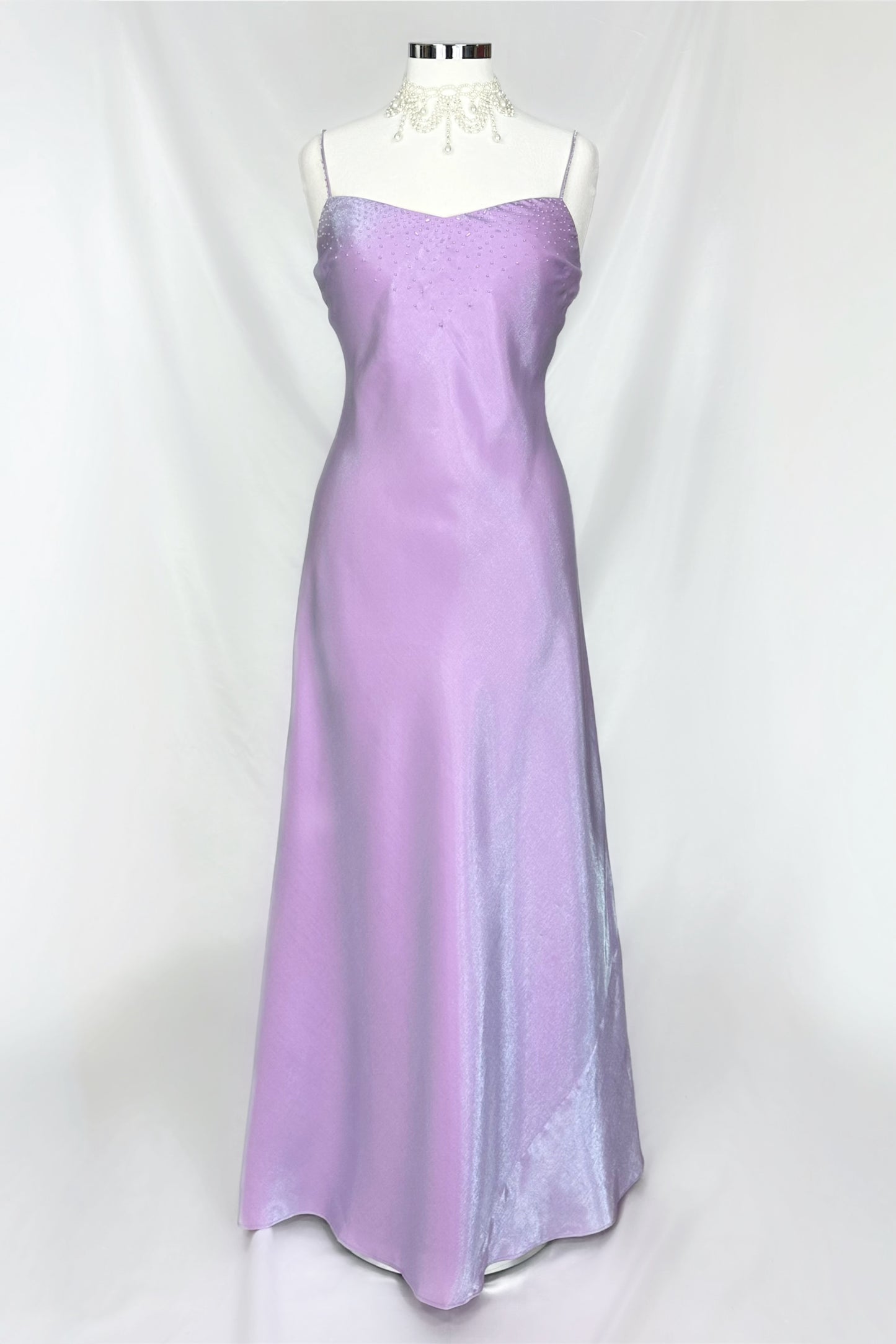LILAC SHIMMER IRIDESCENT BEADED MAXI DRESS