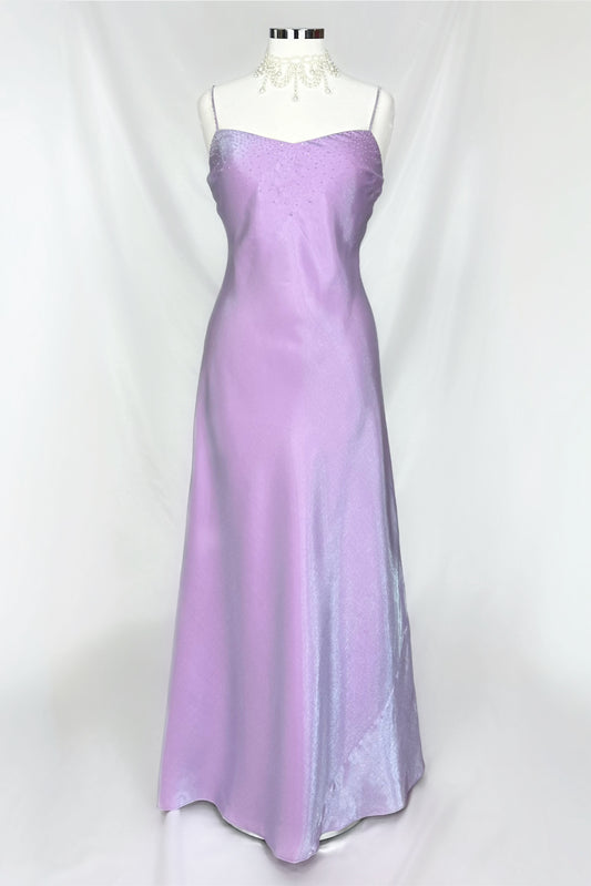 LILAC SHIMMER IRIDESCENT BEADED MAXI DRESS