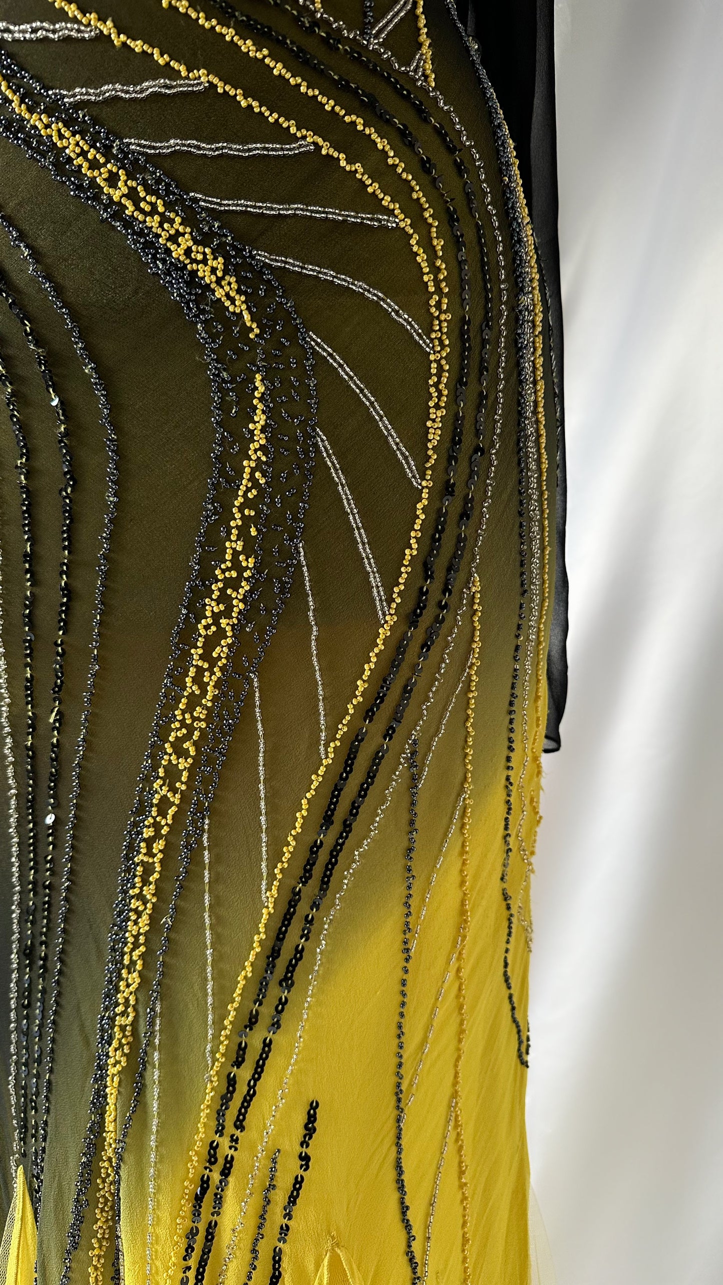 YELLOW ECLIPSE OMBRÉ EMBELLISHED SILK GOWN