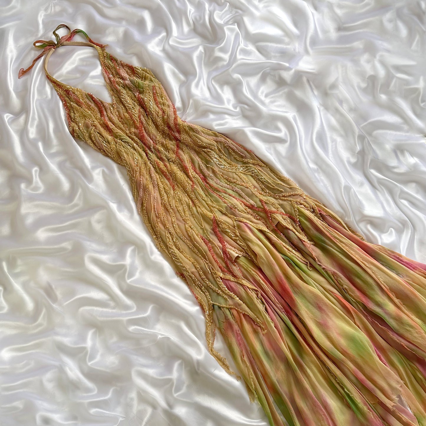 SEA SIREN JELLYFISH EMBELLISHED HALTER NECK SILK GOWN