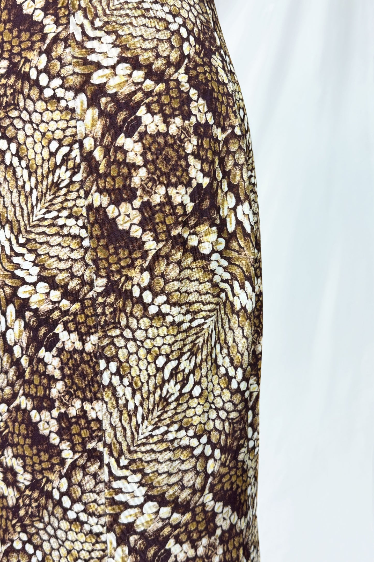 VINTAGE 00s ROBERTO CAVALLI SNAKE PRINT SLINKY MIDI DRESS