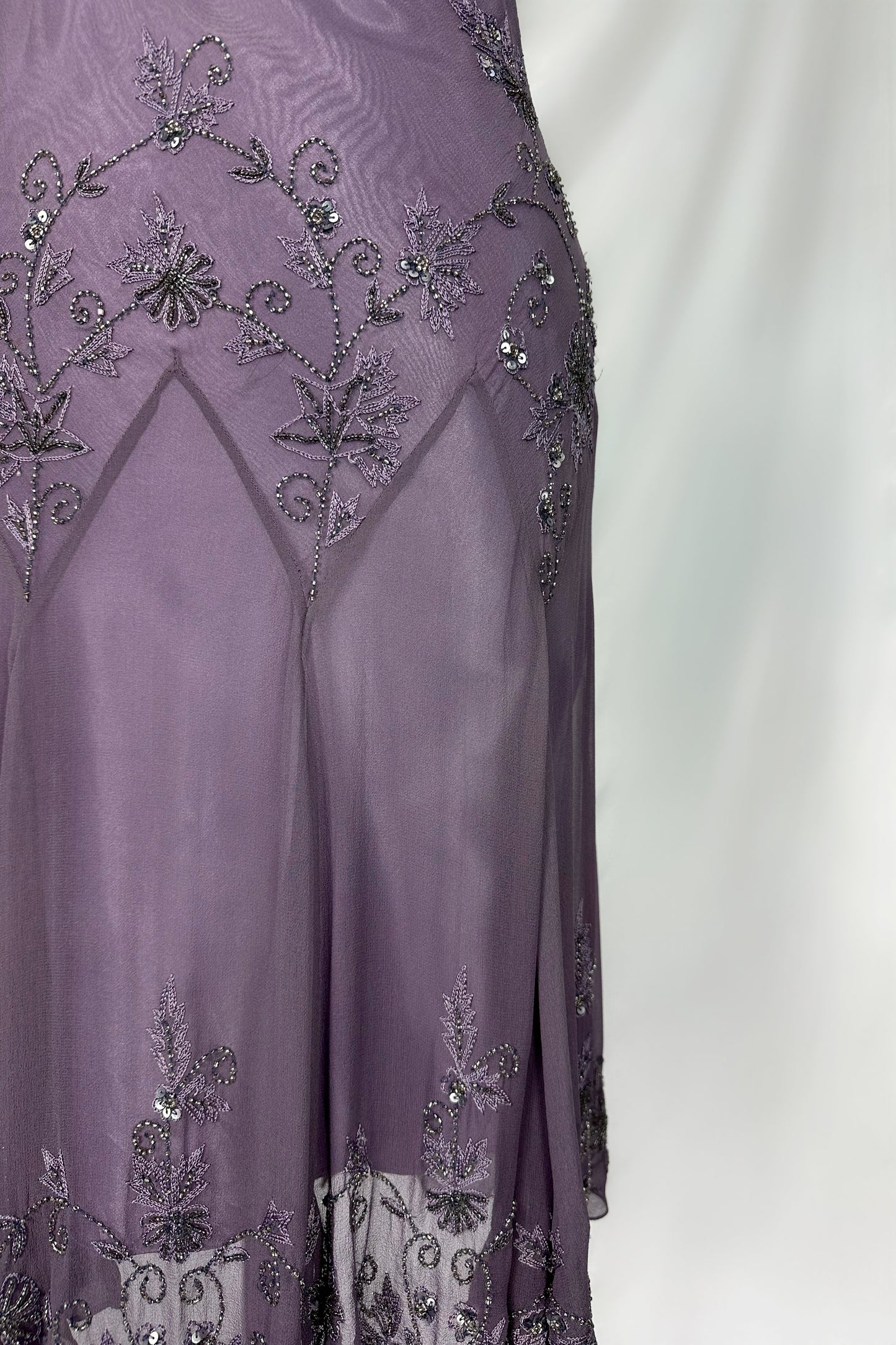 DUSKY AMETHYST SILK EMBELLISHED FAIRY MIDI DRESS