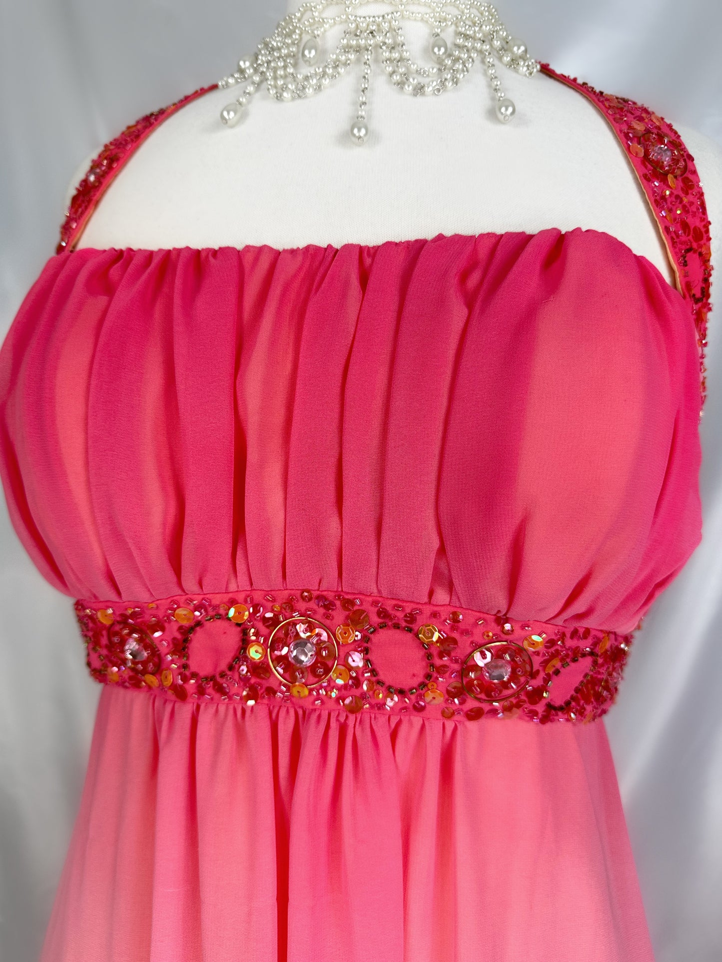 Sunset Dreams Ombré Chiffon Embellished Maxi Dress