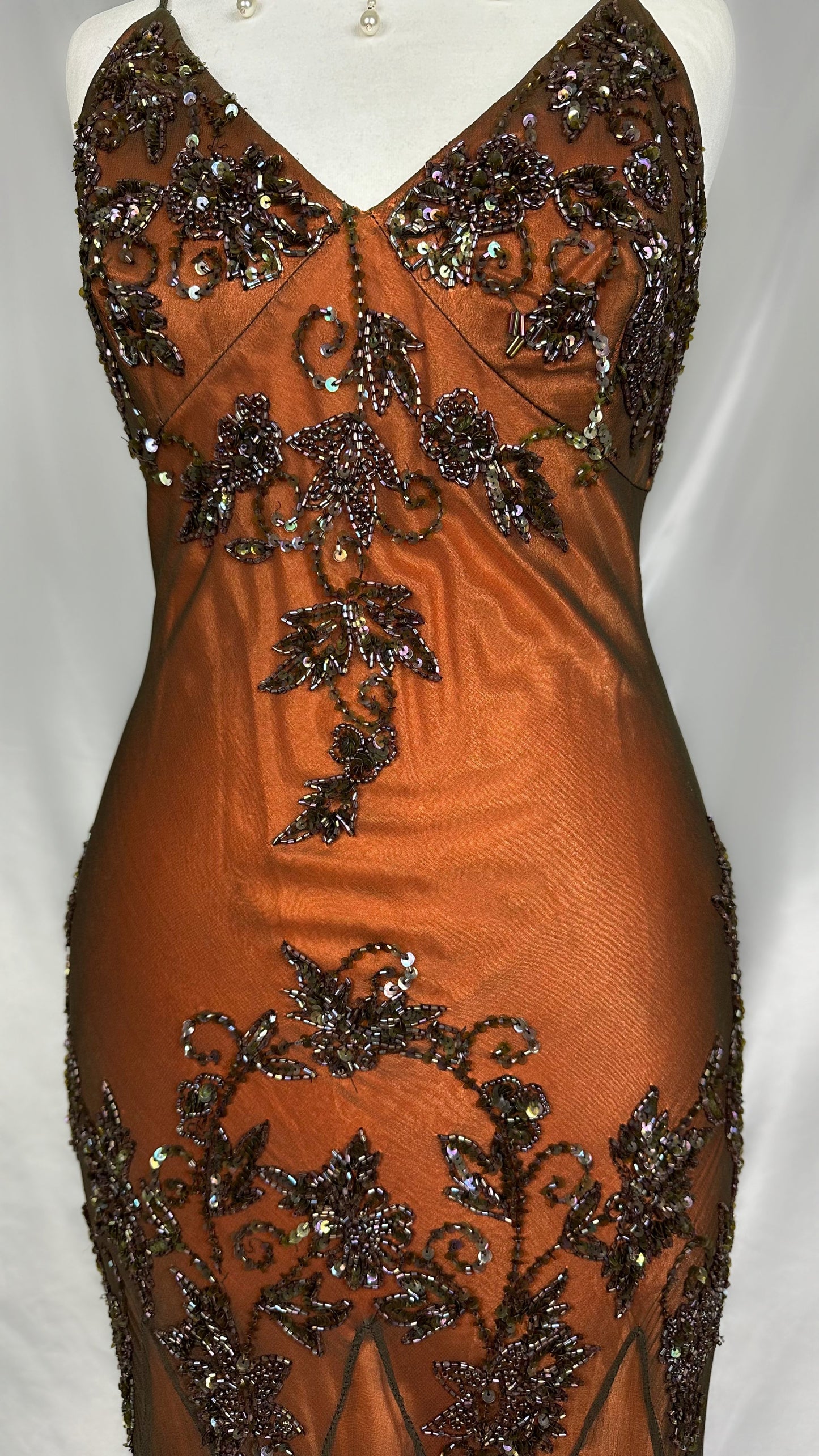 COCOA ORANGE EMBELLISHED EVENING MAXI DRESS
