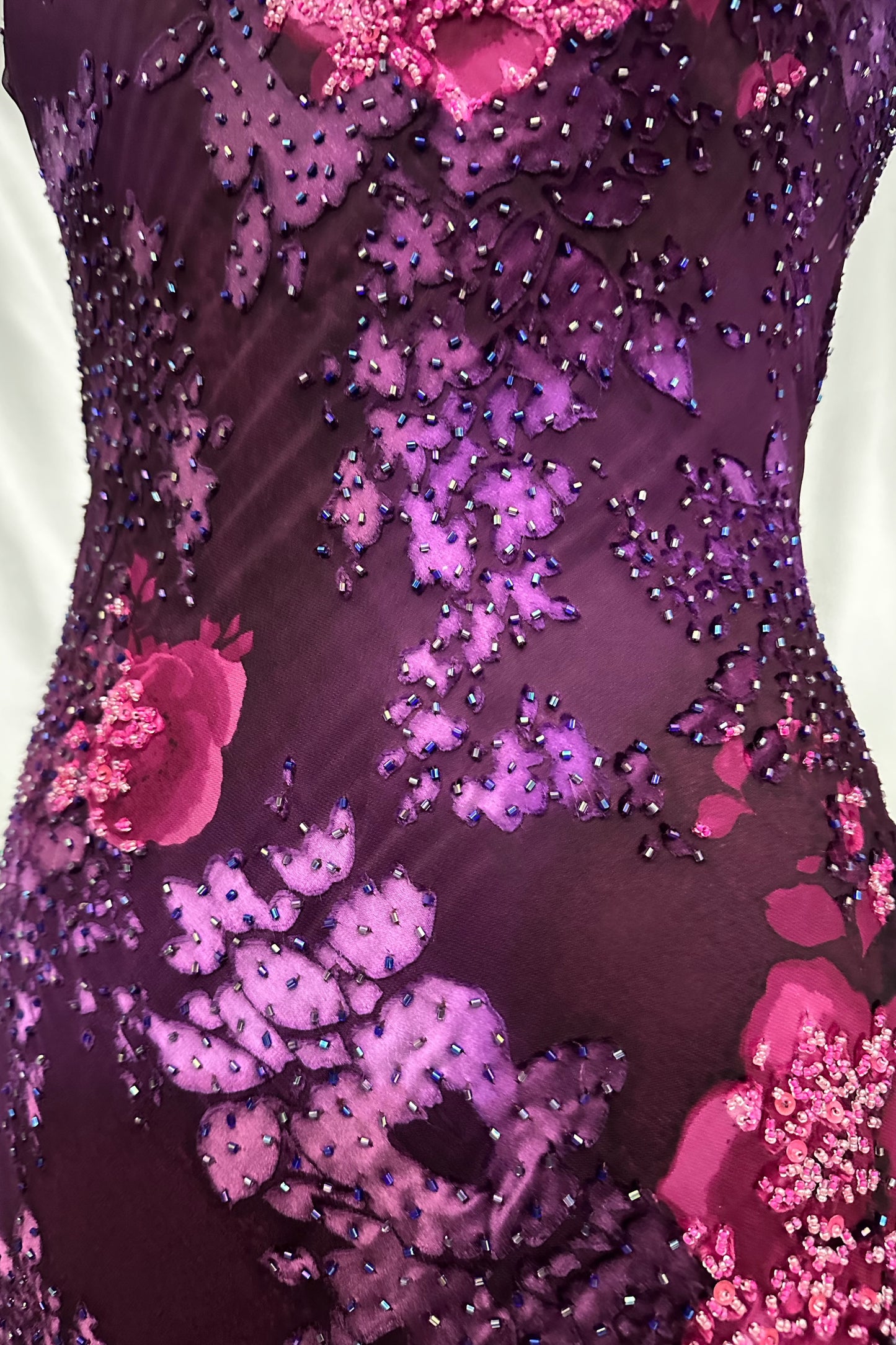 Twilight Orchid Silk Embellished Handkerchief Midaxi Dress
