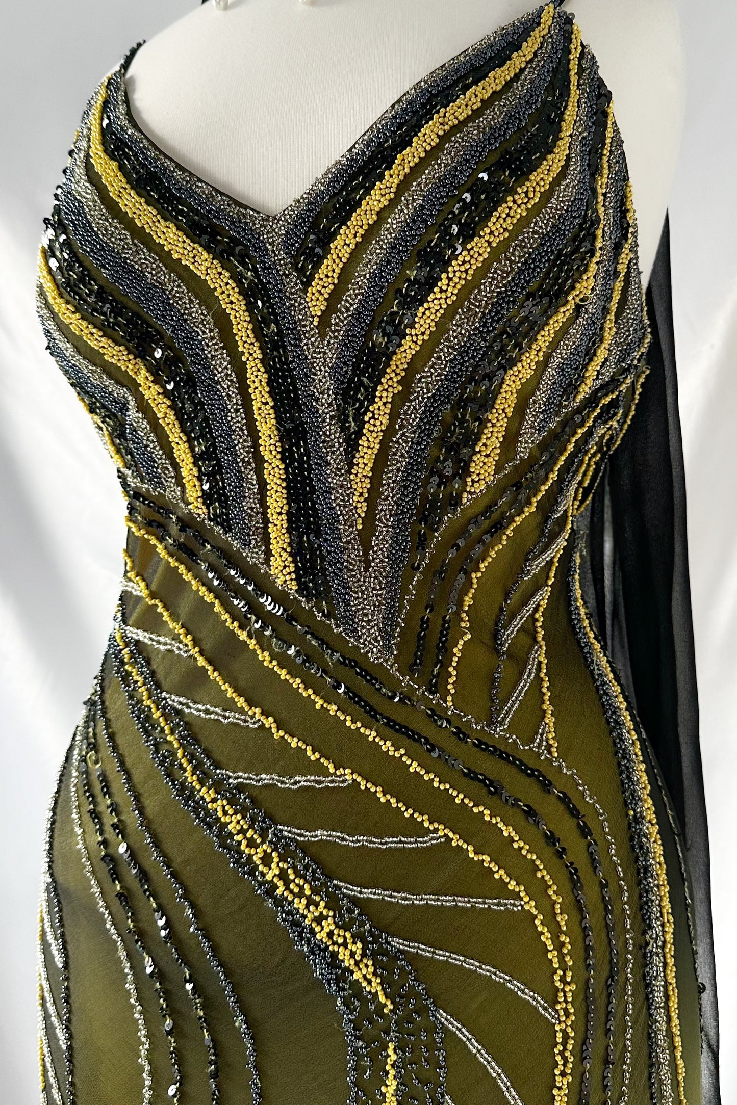 YELLOW ECLIPSE OMBRÉ EMBELLISHED SILK GOWN