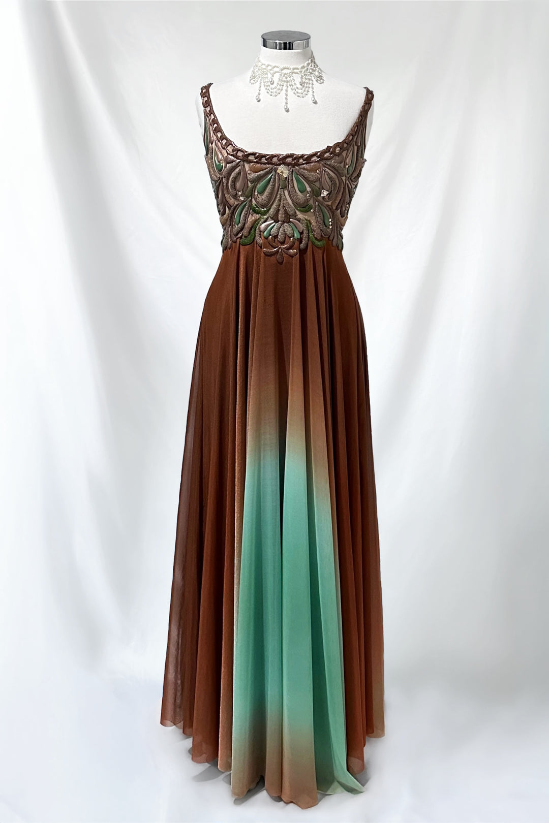 Ema Savahl Whimsical Hand- Painted Swavoski Gown