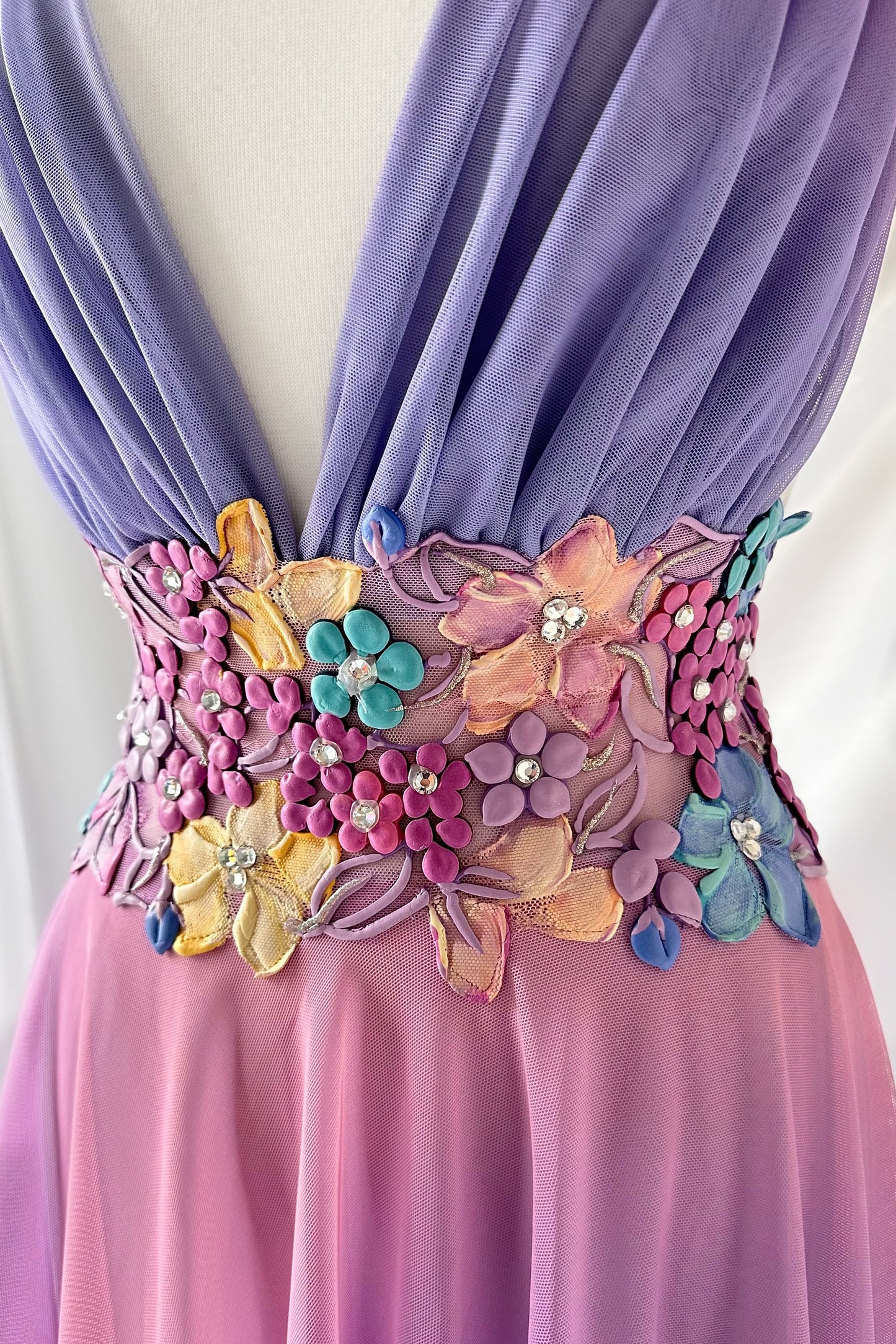 PASTEL FAIRYTALE BACKLESS MIDI DRESS BY EMA SAVAHL COUTURE
