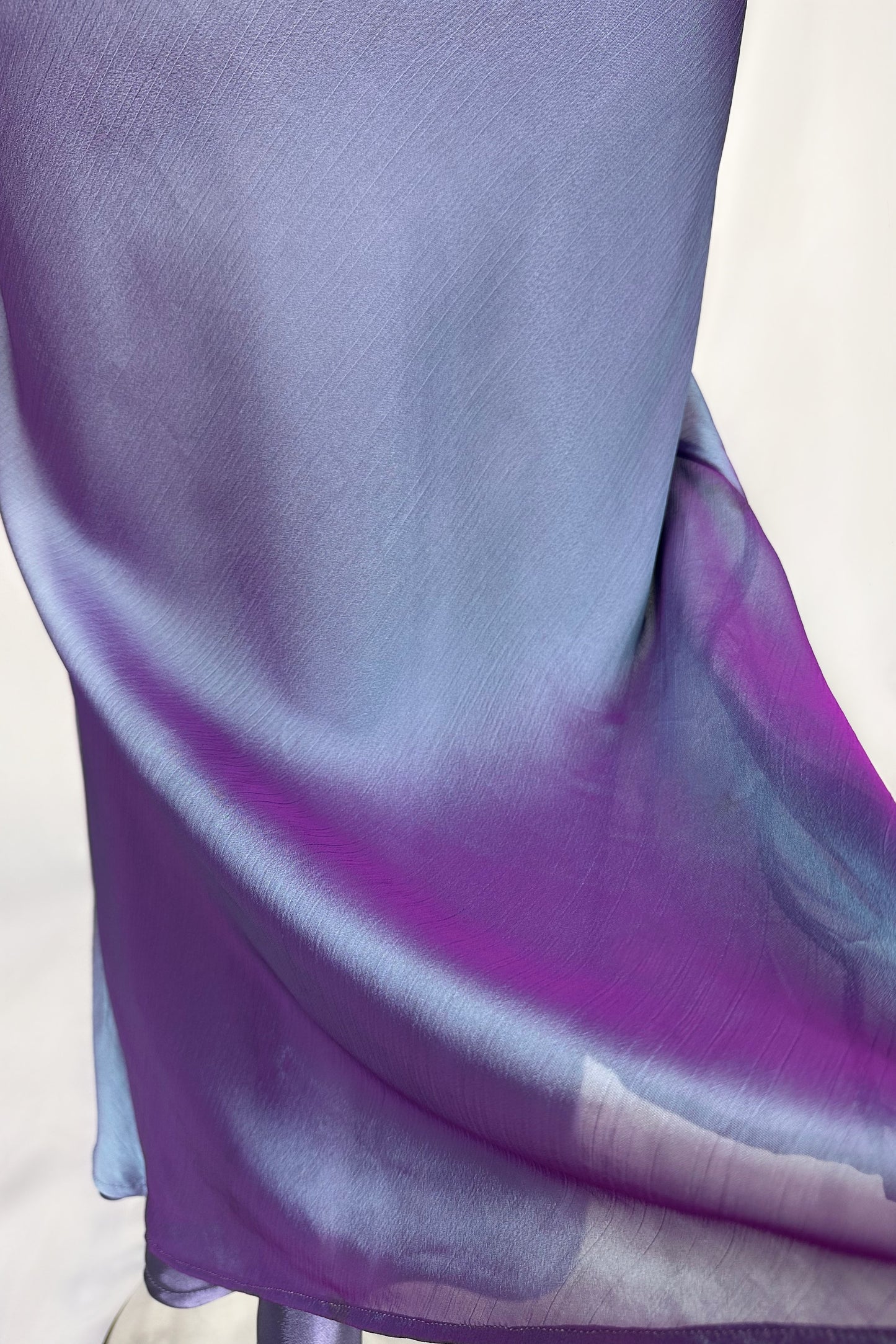 IRIDESCENT MOON PERIWINKLE & VIOLET COWL MIDI DRESS