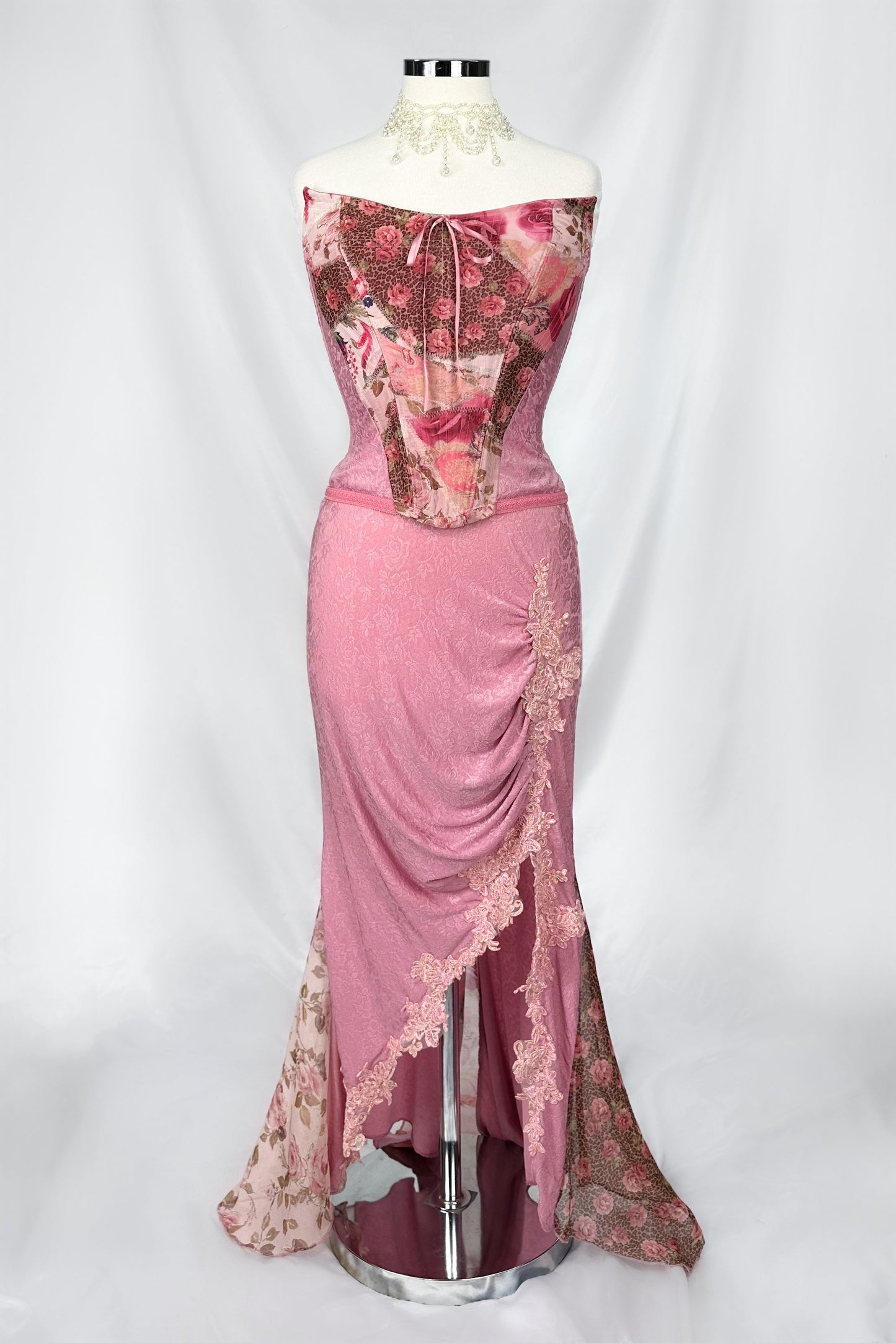 LEOPARD GARDENIA CORSET & MAXI SKIRT SET