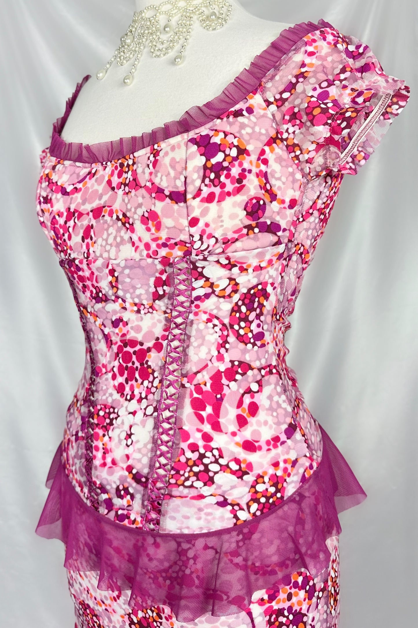 FUCHSIA FLOWER POP CORSET TOP & MIDAXI SKIRT SET