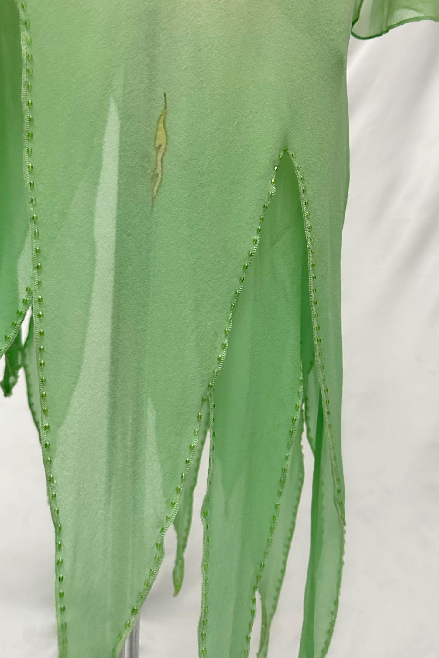 Sage Mint Fairy Silk Embellished Midi Dress With Matching Shawl