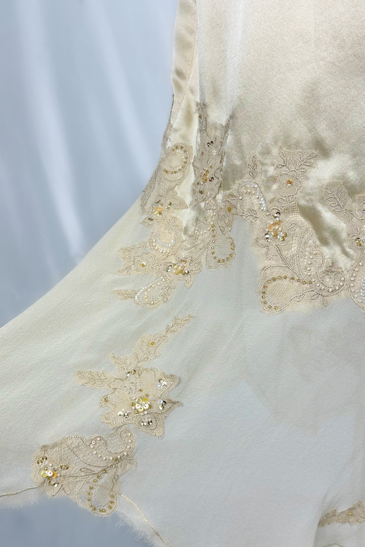 GOLDEN CHAMPAGNE SILK EMBELLISHED MIDAXI DRESS