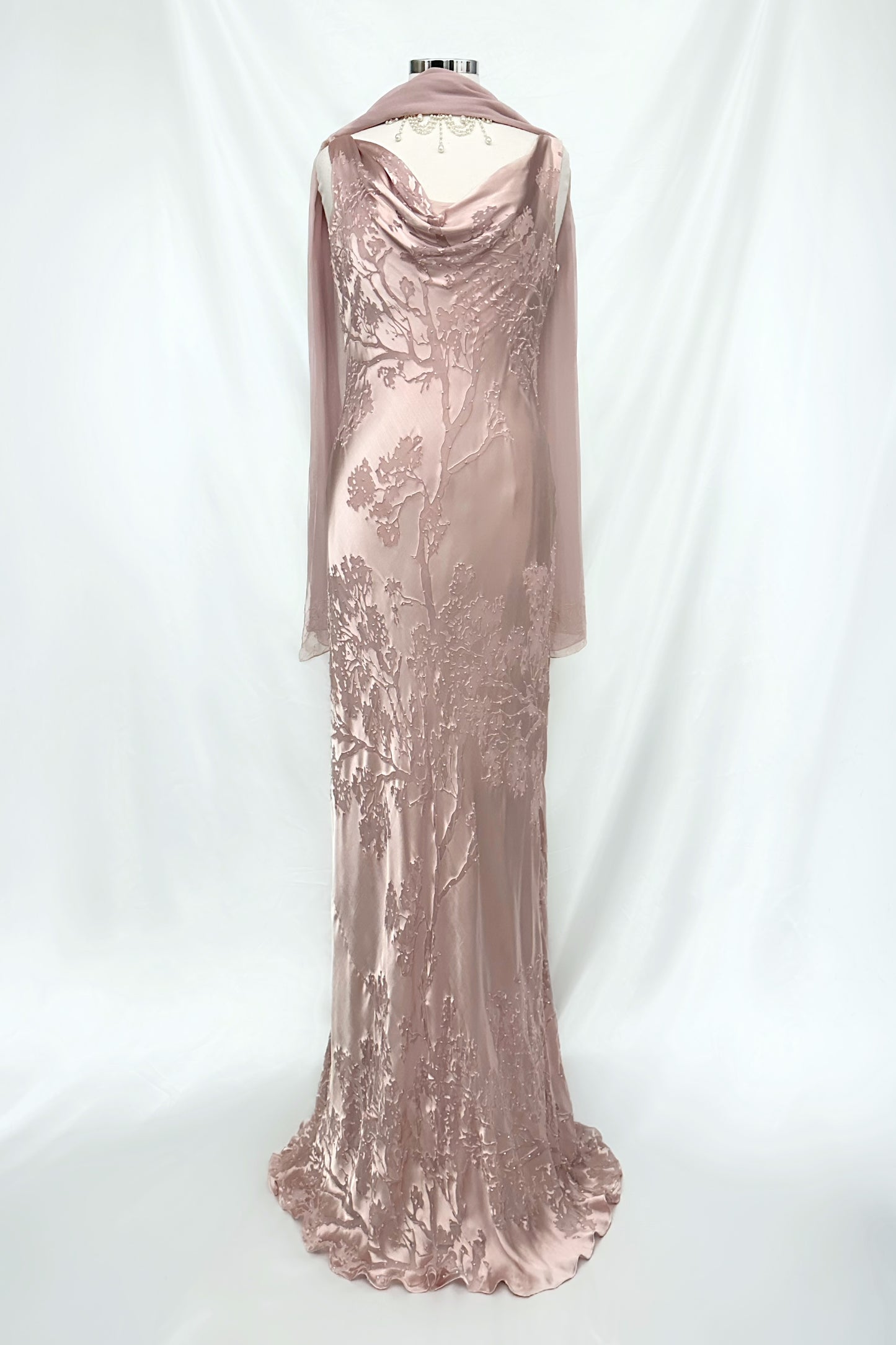 Enchanted Wisteria Lilac Silk Embellished Gown With Matching Shawl