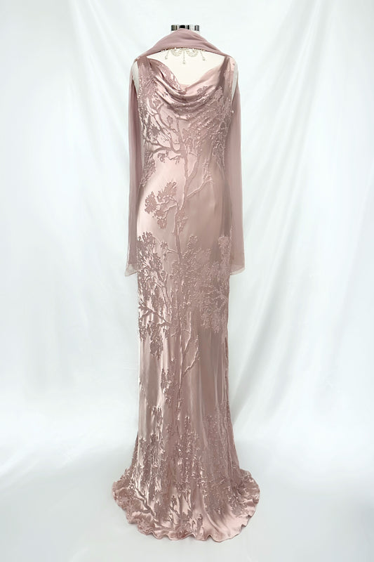 Enchanted Wisteria Lilac Silk Embellished Gown With Matching Shawl